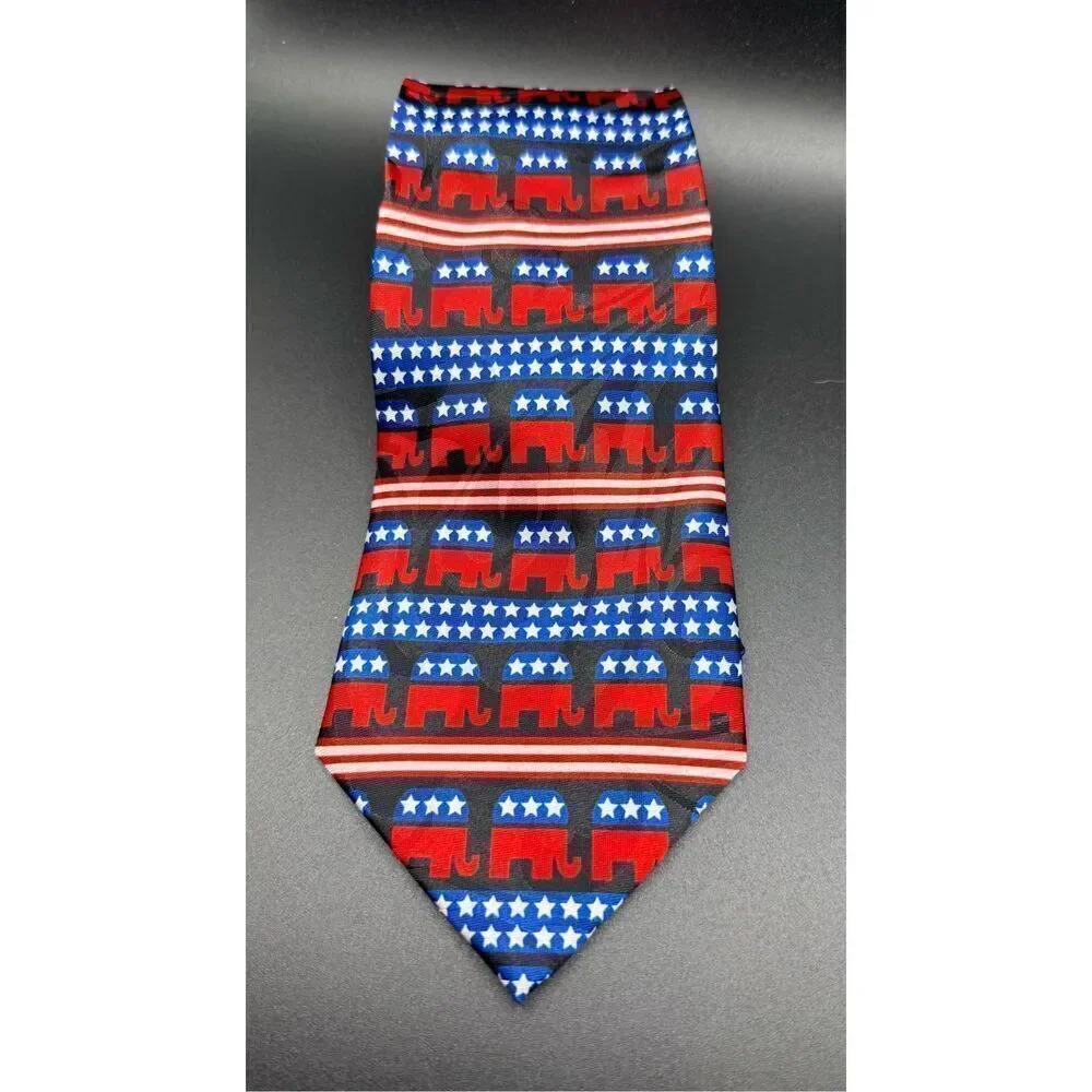 Steven Harris Republican Party Novelty Tie Elephant Red/White/Blue